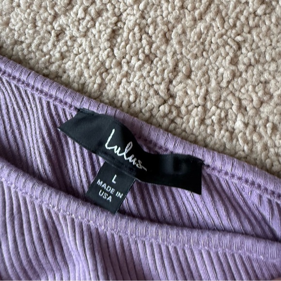 Lulu's Lavender One-shoulder Ribbed Dress L - Picture 9 of 10